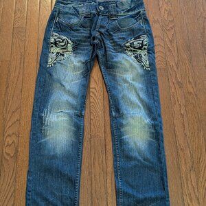 Ed Hardy x Christian Audigier Embroidered Tiger Denim Jeans - Size 32x33